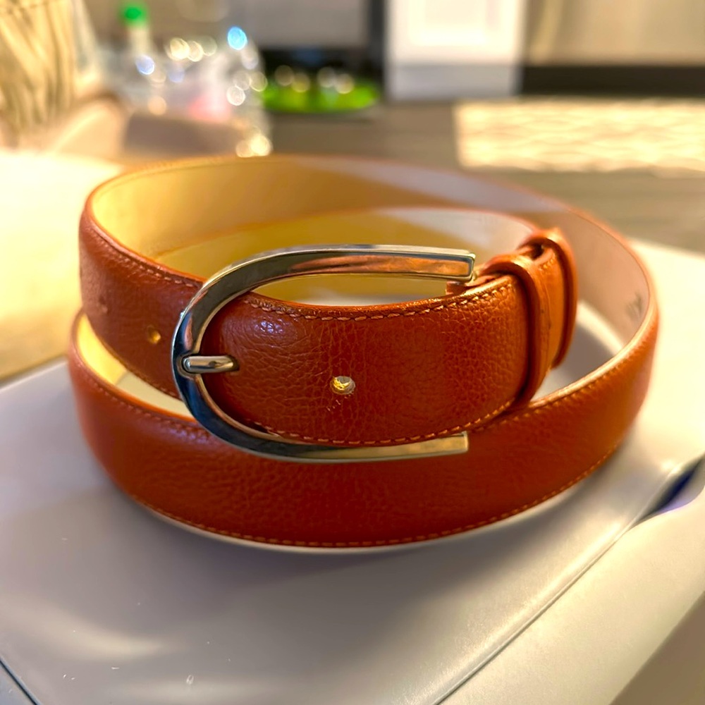 Longchamp Women’s Belt -  burnt orange pebble leather Made in France